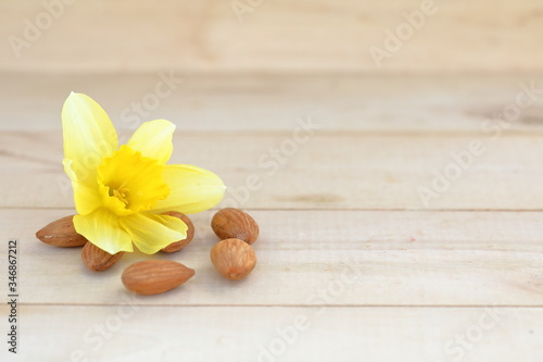 Healthy food  nuts on a wooden background