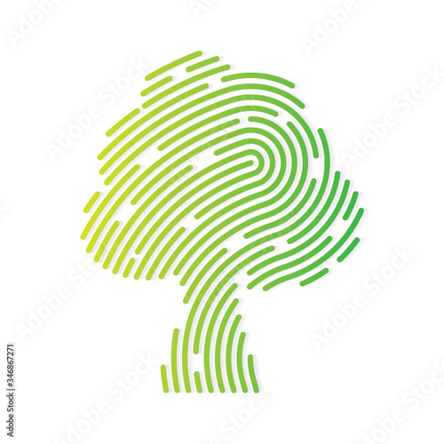 green tree filled with fingerprint pattern - vector illustration