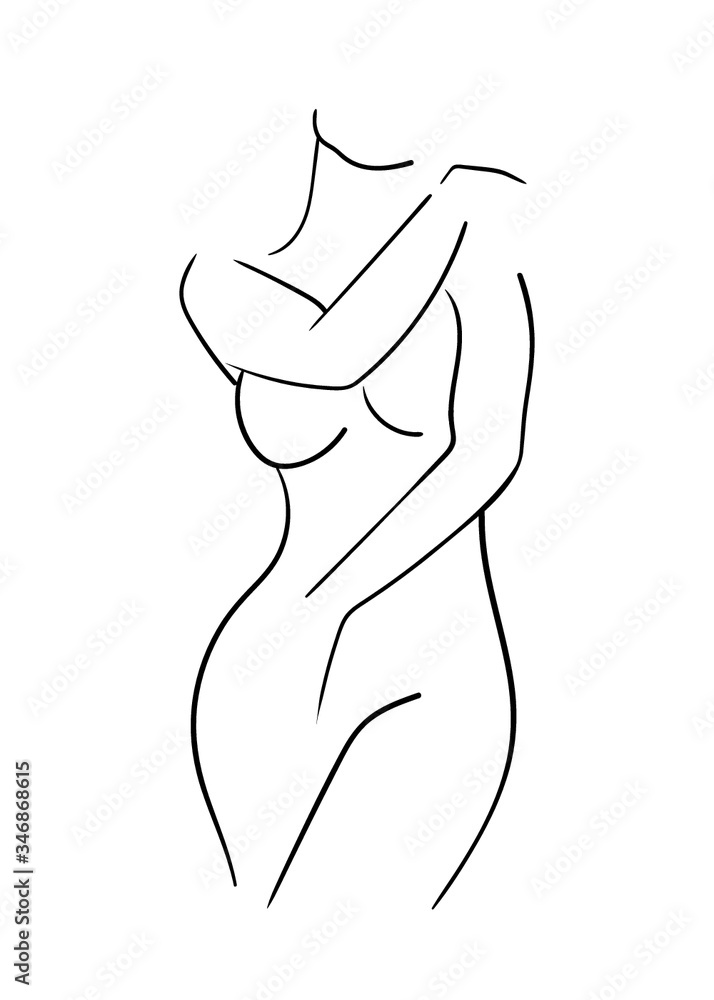 Vettoriale Stock Sketch of woman body. Line art. Vector Illustration |  Adobe Stock