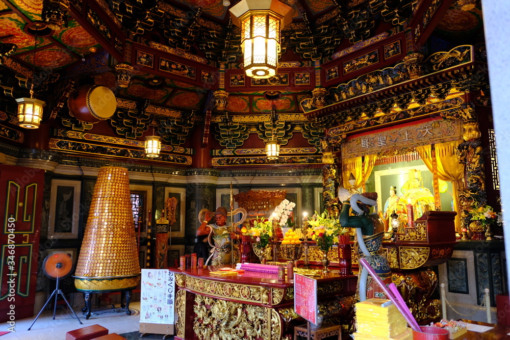 Yokohama Japan - Emperor Guan Shrine Interior of the main temple