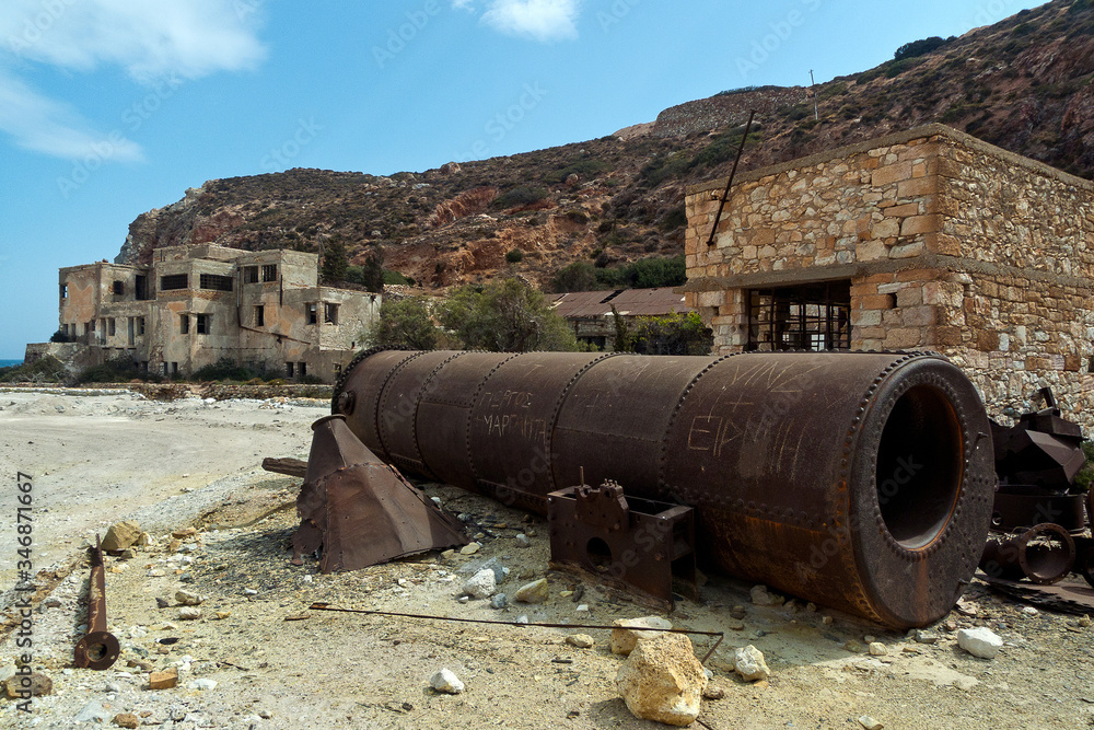 Greece,Cyclades Islands, Milos: abandoned mine of Thiorichia