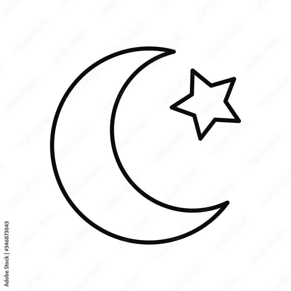 EID mubarak concept, crescent moon and star icon, line style EID mubarak concept, crescent moon and star icon, line style