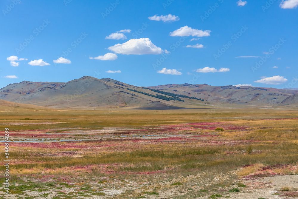 Typical landscapes of Mongolia. mountain slopes and valleys. Altai, Mongolia