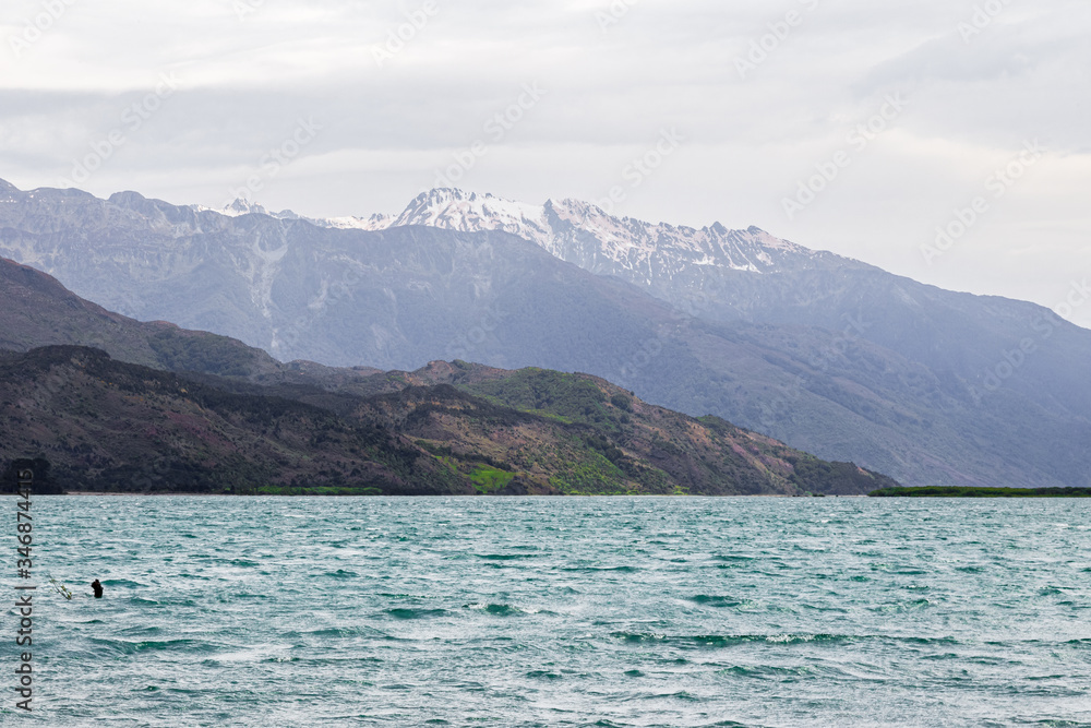 Landscapes of South Island: Wanaka lake. South Island, New Zealand