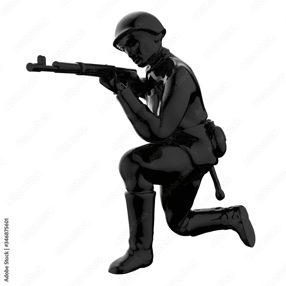 Army soldiers silhouette. Soldier keeps watch on guard. Rangers on border. Commandos team unit. Special force crew. 3d render