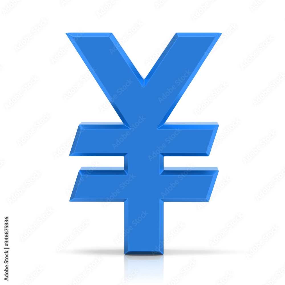 Blue yen sign. 3d yen symbol isolated on white background. Blue yen sign. 3d yen symbol isolated on white background.