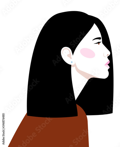 beautiful Asian Woman. Profile of strong woman. Side view. Feminist, professional, mother, wife, girlfriend.