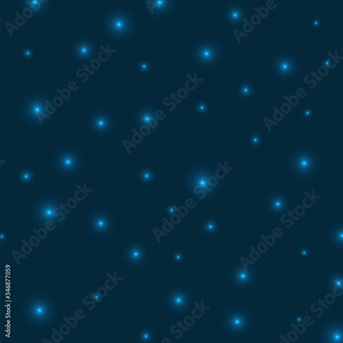 Starry background. Stars evenly scattered on space blue background. Appealing glowing space cover. Modern vector illustration.