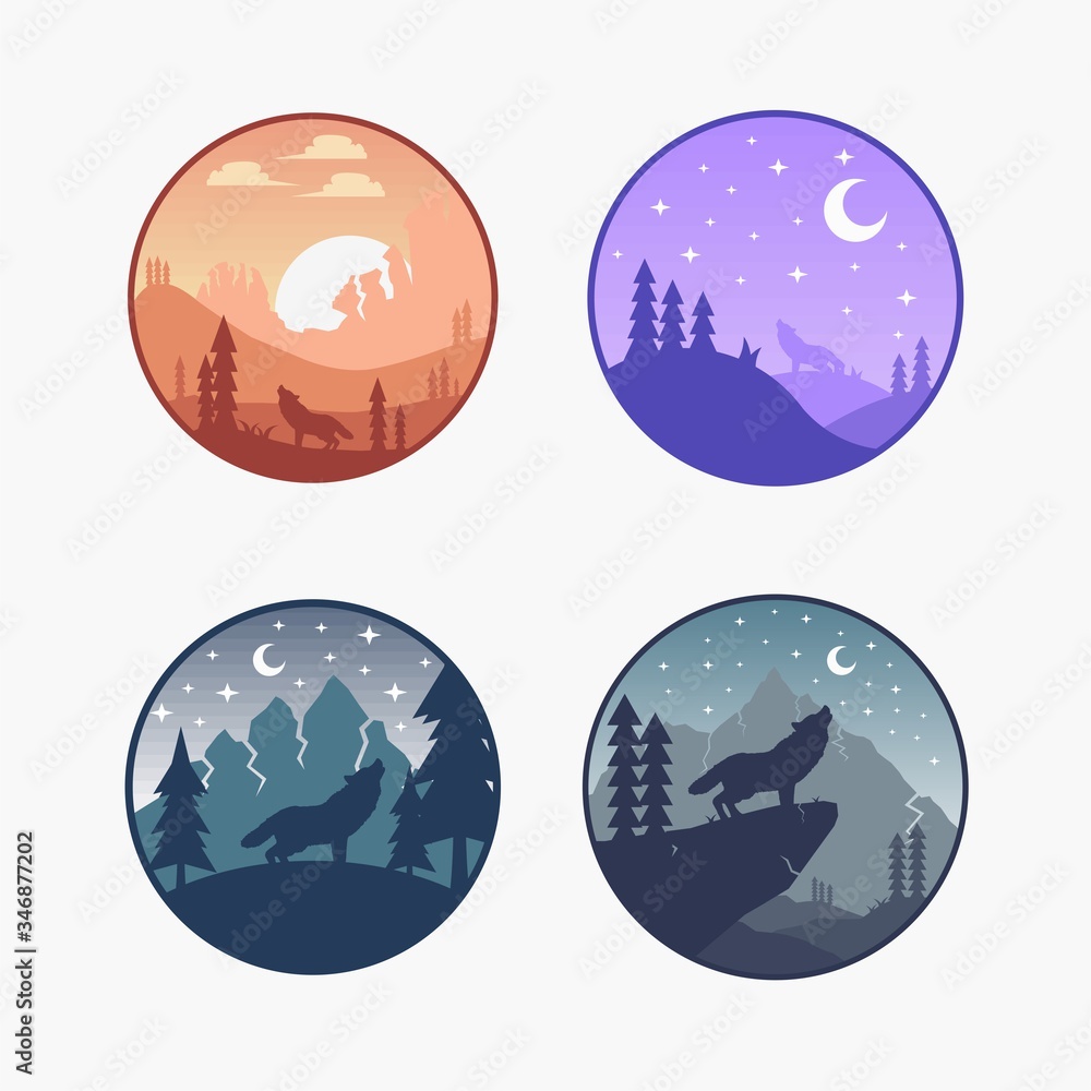 vector set of wolf icons vector set of wolf icons