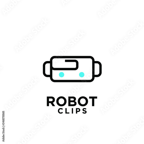 simple robot clip logo icon design template