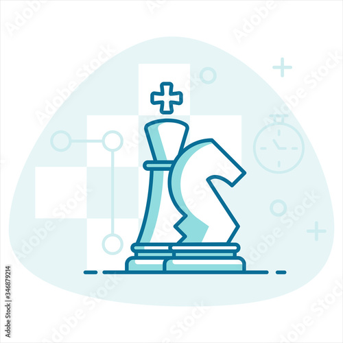 Chess strategy vector concept. Template for Chess lessons or Chess tournament. Vector flat concept
