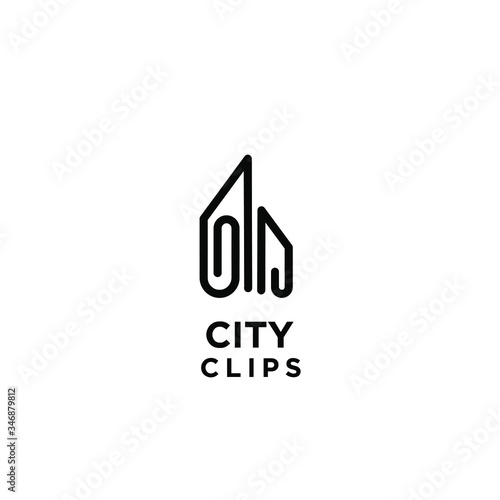 simple city clip logo icon design template