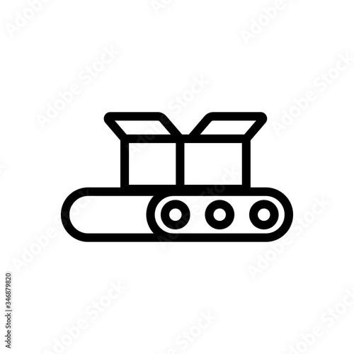 paper box on conveyor icon vector. paper box on conveyor sign. isolated contour symbol illustration