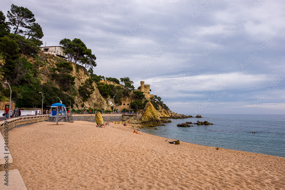 Lloret de Mar beach in Costa Brava of Catalonia, Spain.