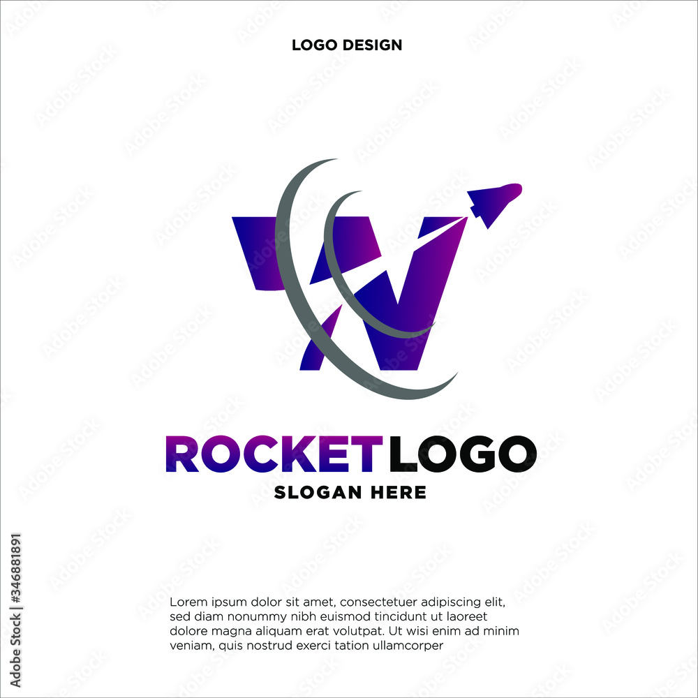Initial letter W rocket logo design Initial letter W rocket logo design