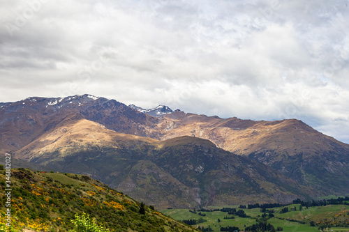 Mountain scenery Queenstown neighborhoods. South Island  New Zealand