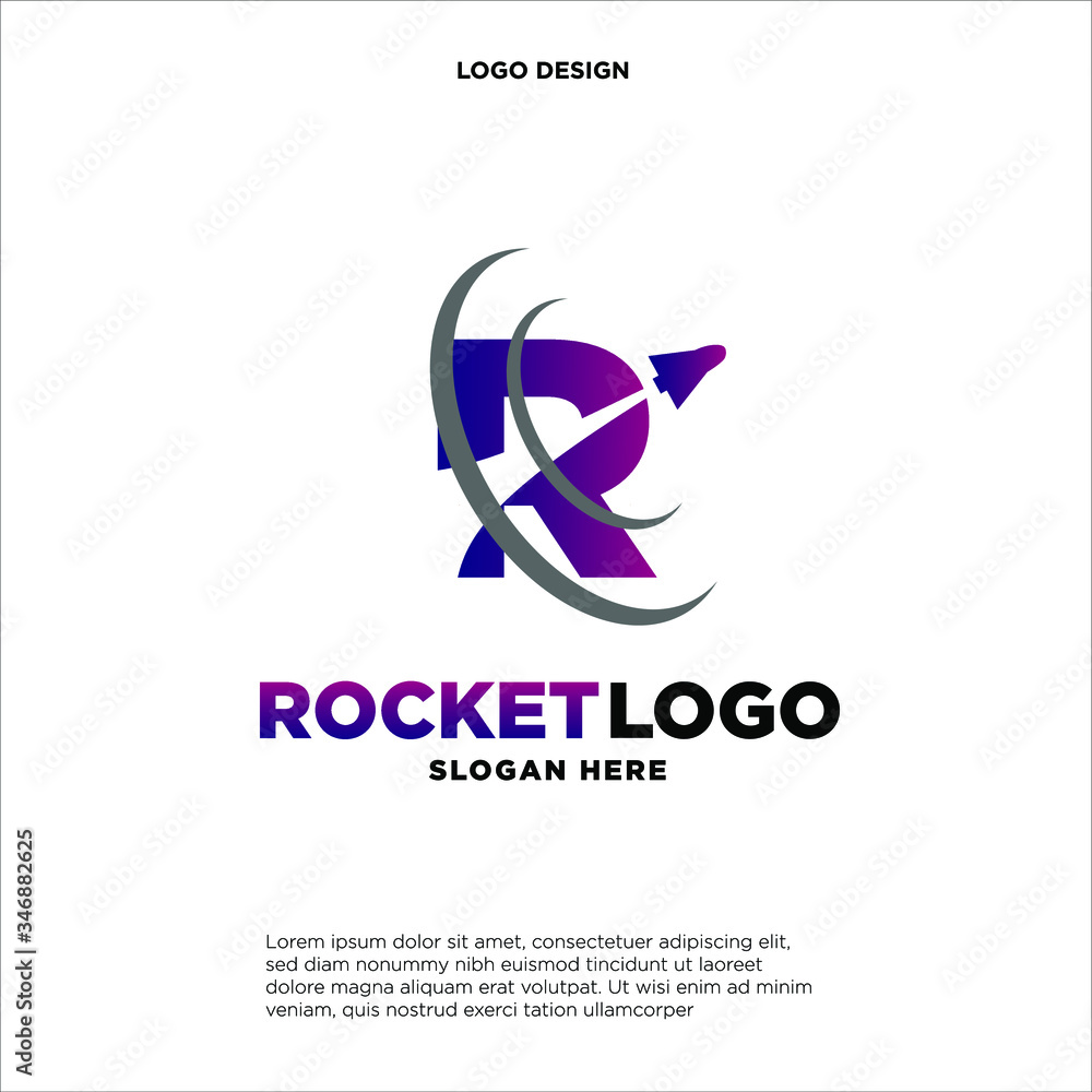 Fototapeta premium Initial letter R rocket logo design