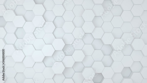 Abstract geometric white background with hexagons © Julia