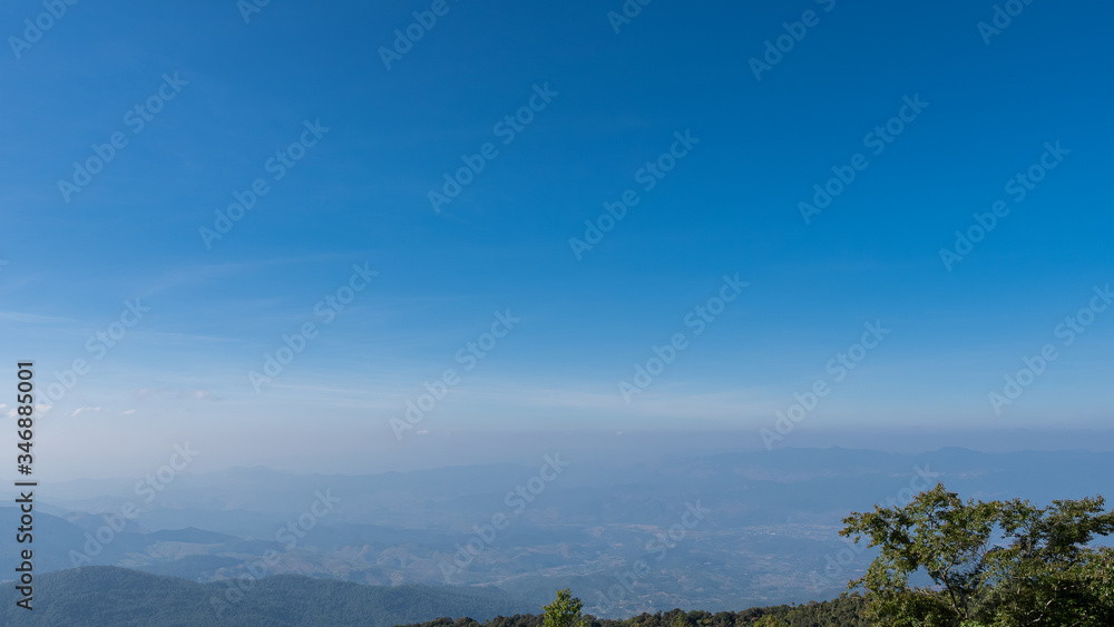 Views on Doi Inthanon with a beautiful sky during the winter.
