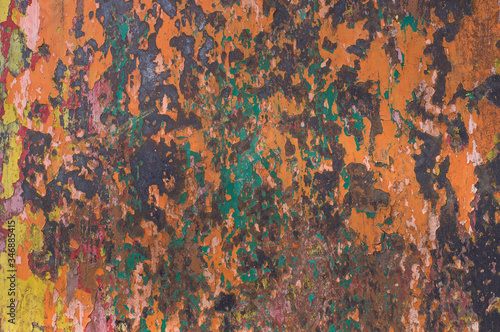Multicolor rusty painted metal abstract textured background