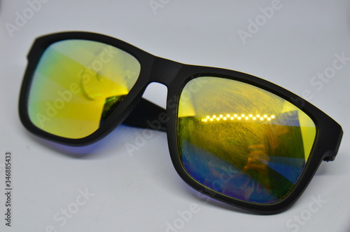 Close-Up Of Eyeglasses Over White Background