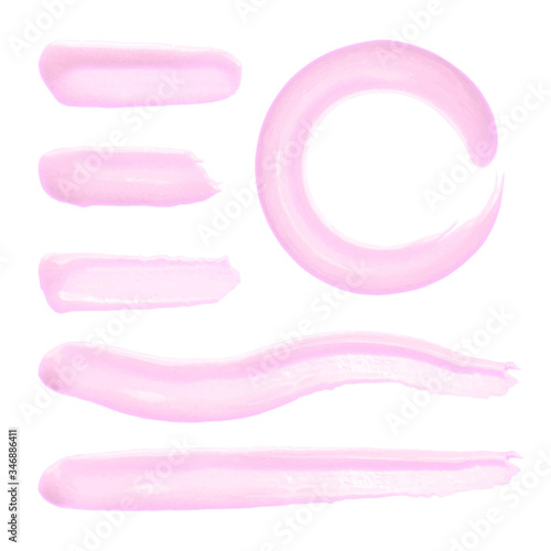 Set of pastel pink lipstick smears