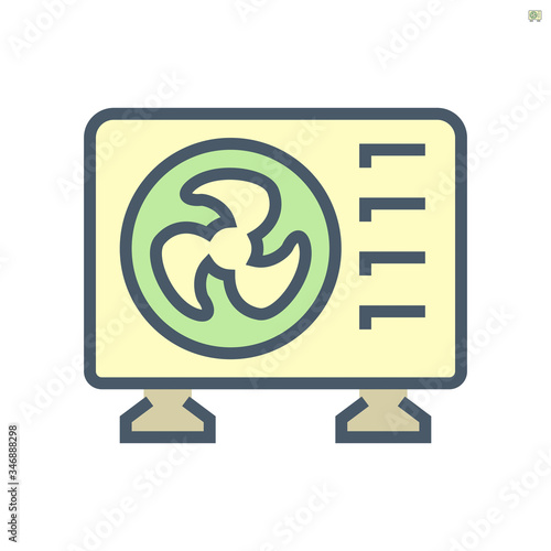 Air compressor part of air conditioner system vector icon design, 64x64 pixel perfect and editable stroke.