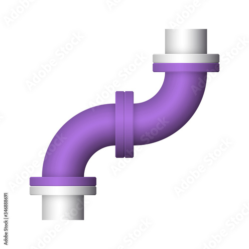 Pipe vector icon. Connection by flange fitting. Part for pipeline construction to transportation water, oil and gas. Also for water supply infrastructure, wastewater treatment, plumbing and irrigation