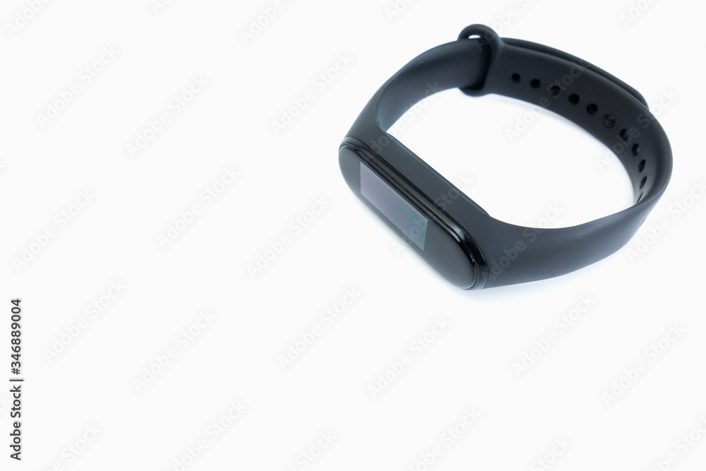 Black smart watch on white background, place for inscription Black smart watch on white background, place for inscription