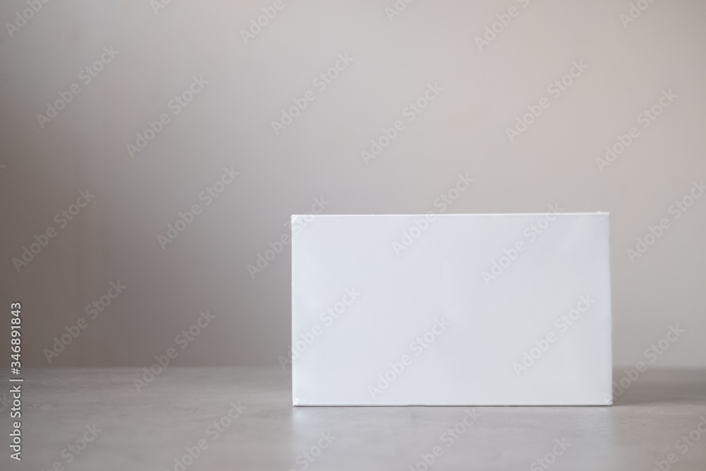 Close up of blank box on table Close up of blank box on table