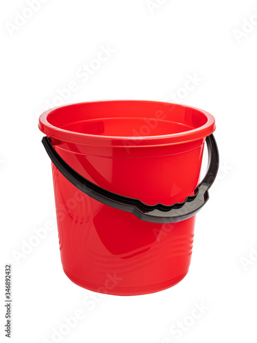 red plastic bucket for home and garden