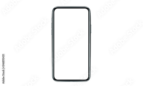 Smartphone with a blank screen lying on a flat surface. High Resolution Vector illustration of responsive web design ,app, template site,The shape of a modern mobile phone Designed New black frameless