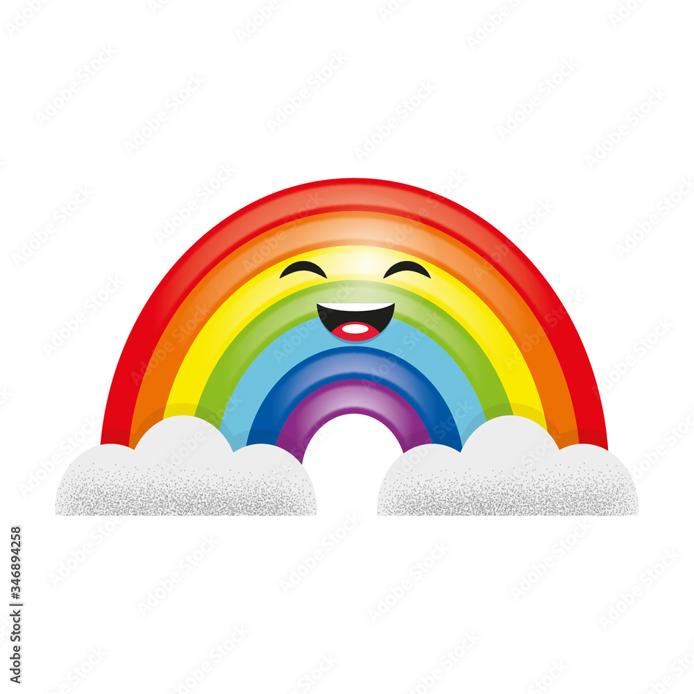 RAINBOW HAPPY Emoticon Icon Emoji VECTOR JPEG PNG Stock Vector