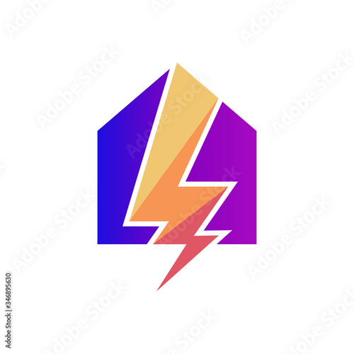 Free Download Home Lightning Logo Design Vector Icon Graphic - GFXLoad