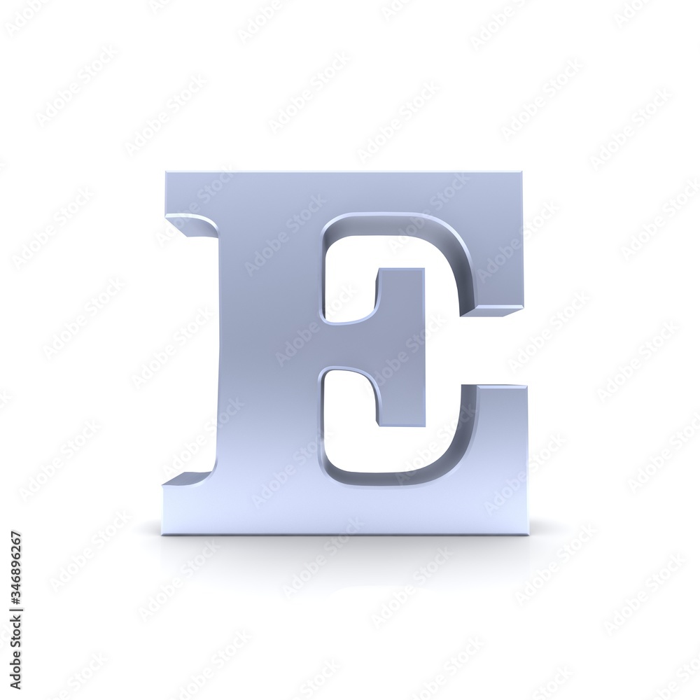 E letter silver 3d E letter silver 3d