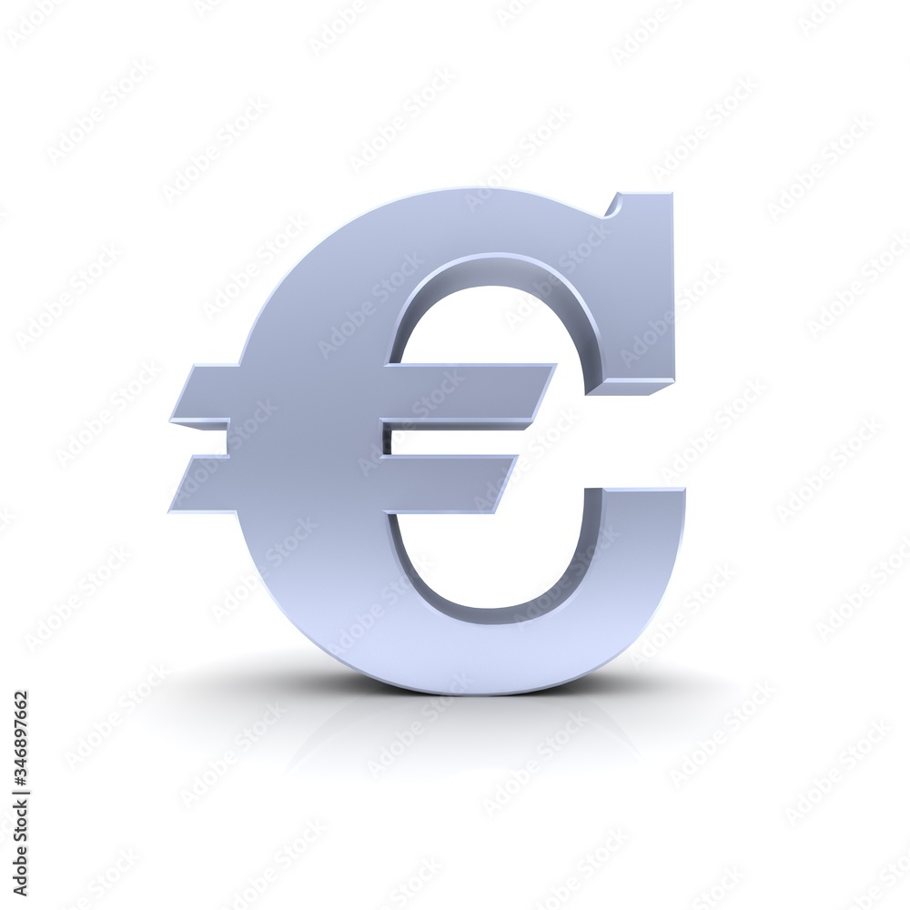 Euro sign Euro money symbol silver EU currency sale icon 3d Euro sign Euro money symbol silver EU currency sale icon 3d