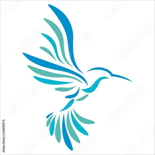 bird colibri hummingbird geometric colorful logo vector icon template

