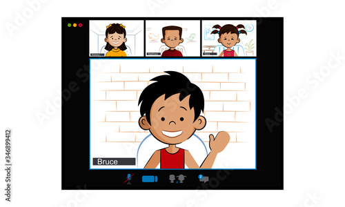 Kids on video-chat for online classes