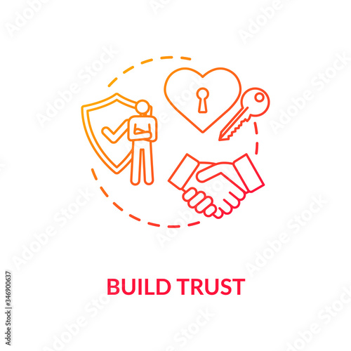 Build trust concept icon. Relationship development, reliable partnership idea thin line illustration. Personal growth, behaviour improvement. Vector isolated outline RGB color drawing
