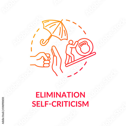 Self criticism elimination concept icon. Personal growth, attitude improvement idea thin line illustration. Overcoming personal insecurities. Vector isolated outline RGB color drawing