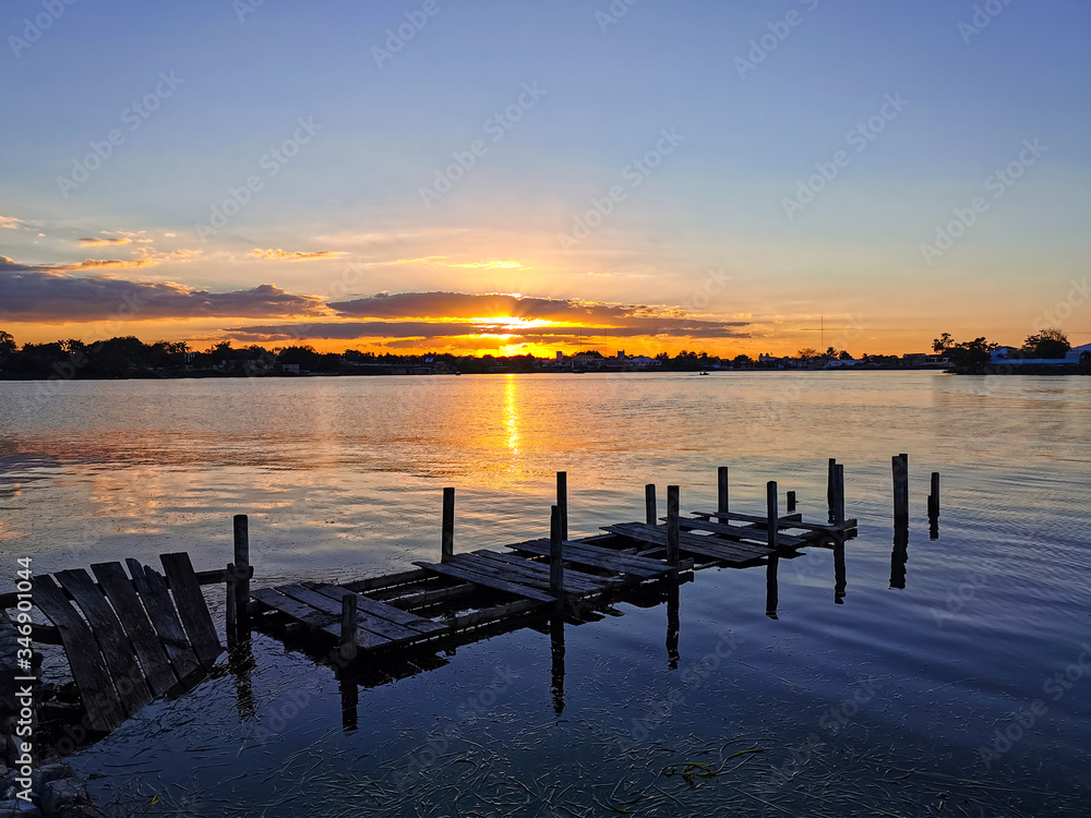 Sunset in Peten Lake, Guatemala