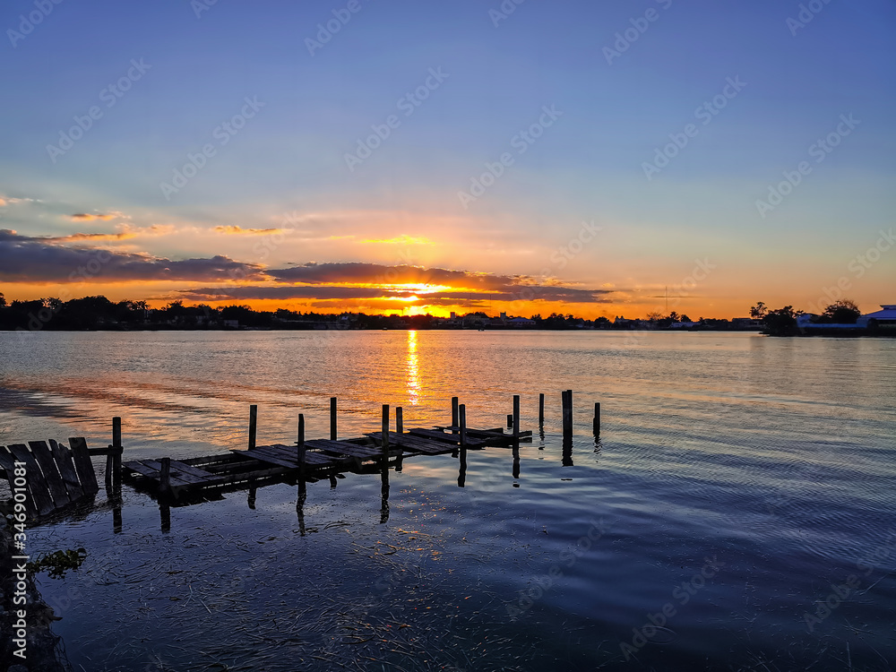 Sunset in Peten Lake, Guatemala