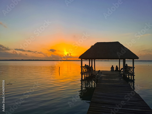 Sunrise in Bacalar Lake  Quintana Roo  Mexico