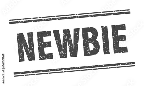 newbie stamp. newbie label. square grunge sign
