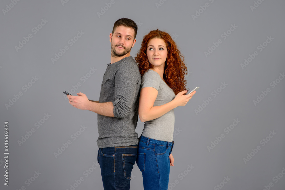 Nice young couple in the studio Nice young couple in the studio
