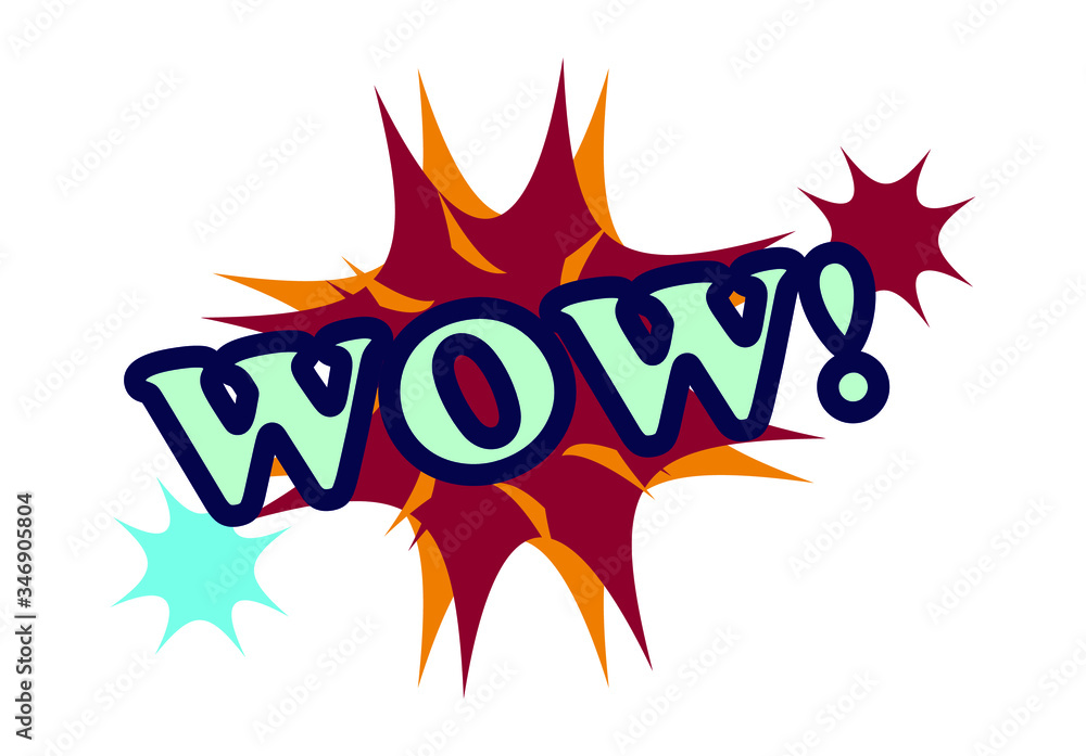 Comic lettering wow. Vector bright cartoon illustration in retro pop art style. Comic text sound effects. Comic lettering wow. Vector bright cartoon illustration in retro pop art style. Comic text sound effects.