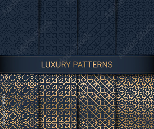 Set of luxury seamless patterns artwork, vector illustration