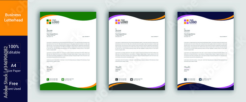 Professional Letterhead Template in flat style, letterhead set or bundle. Letterhead Template Graphics, Designs & Templates
