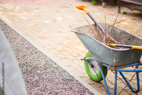 gardening. Self-insulation and garden tools. Greenhouse and garden cart. Stay at home