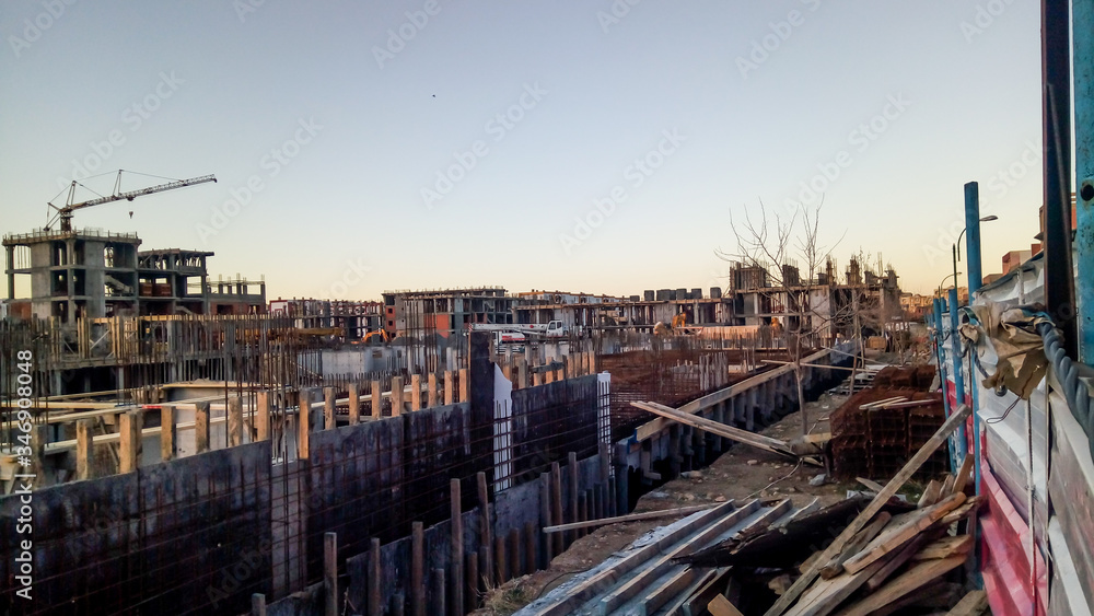 panorama of construction site, new project at beginning